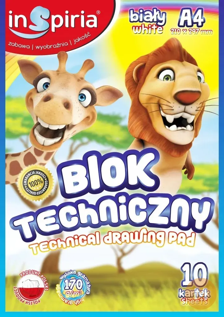 Gruby blok techniczny A4 biały 170 g – 10 kartek — zdjęcie 1