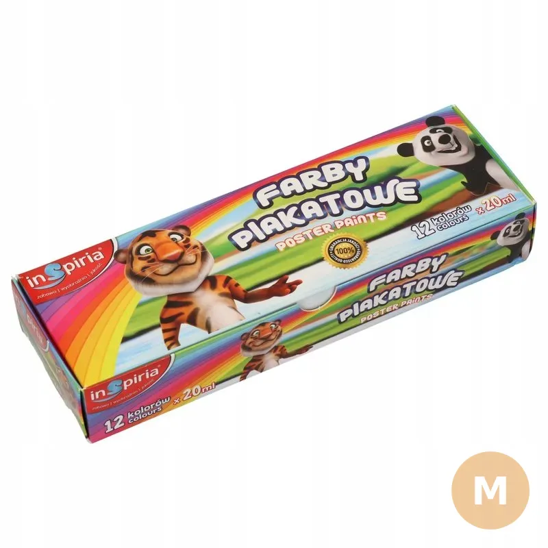 Zestaw 12 intensywnych farb plakatowych 20 ml do nauki malowania — zdjęcie 1